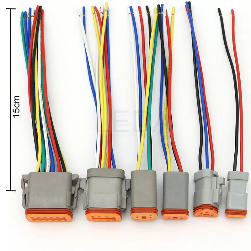 DT Waterproof Wire Connector with 15cm Leads, 2 to 12 Pin