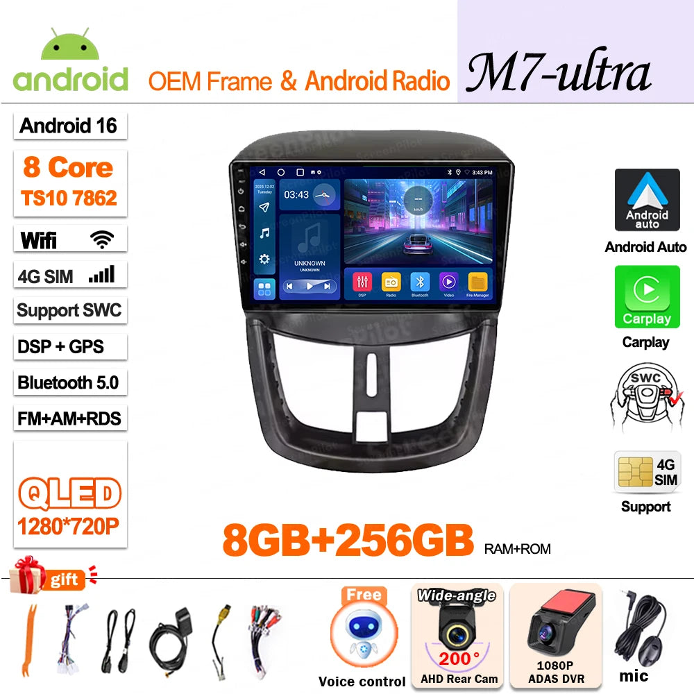 Peugeot 207 2006-2015 Android Car Radio 9" Touchscreen GPS - image 13