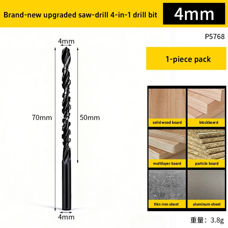 HSS Universal 4 in 1 Drill Bit for Drilling Shaping Reaming Cutting Wood PVC Metal