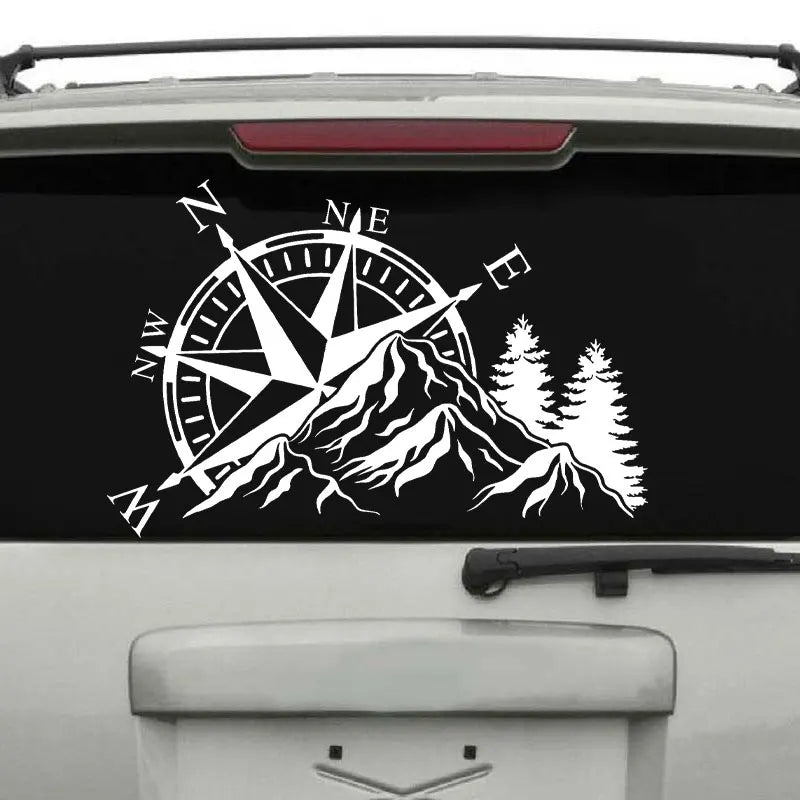 Compass Rose and Mountain Vinyl Decals for Car, Trailer and Wall - view 2