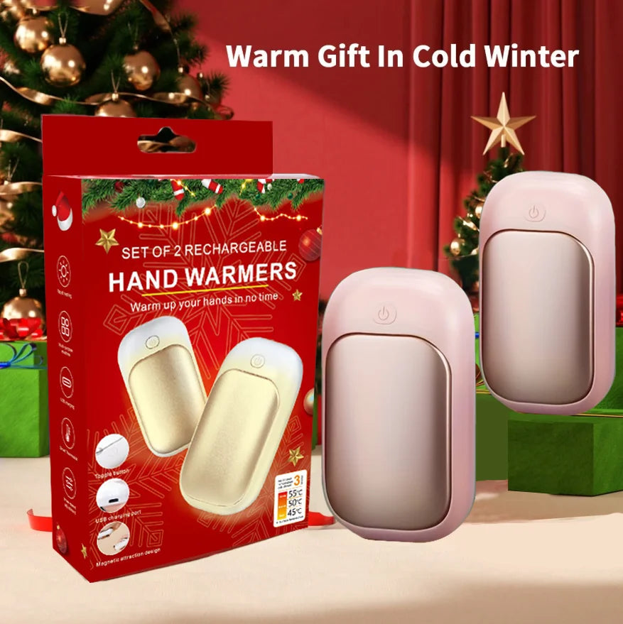 Magnetic Rechargeable Hand Warmer 2-Piece Set, 3 Heat Settings