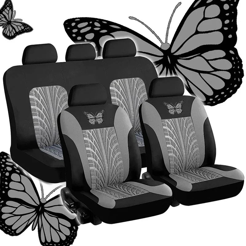 Butterfly Embroidery Car Seat Cover Set, Universal Fit