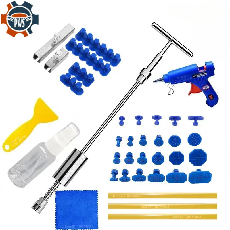 Car Dent Repair Kit - Slide Hammer T-Bar Puller with Glue Tabs, 37Pcs