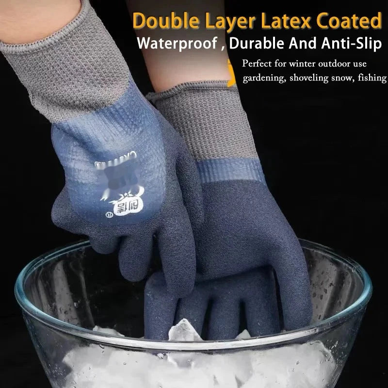 Winter Thermal Work Gloves – Waterproof Double Latex Coated