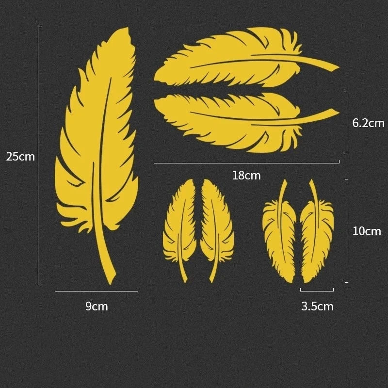 Reflective Feather and Leaf Car Stickers, Scratch Cover Decals - view 7