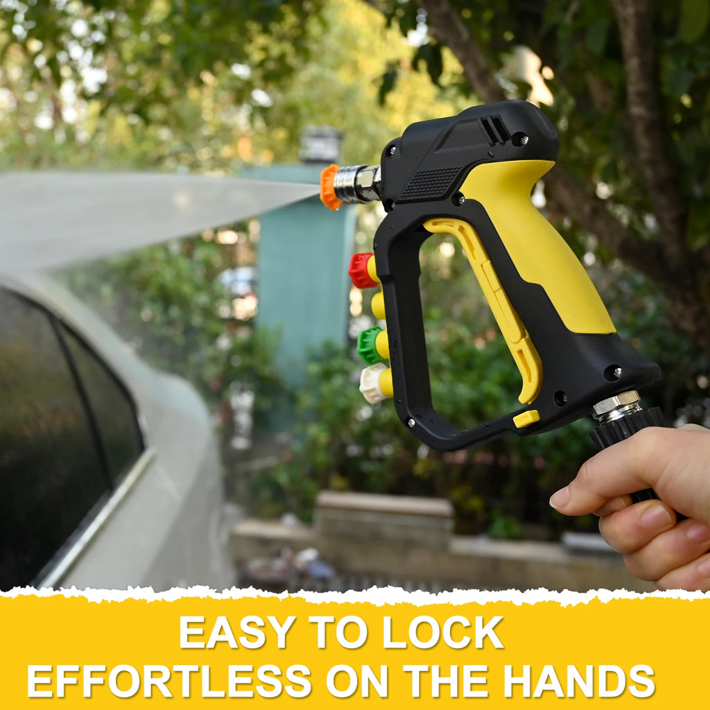 Short High Pressure Washer Gun, 5000 PSI, Quick Connector and Nozzle Tips Holder