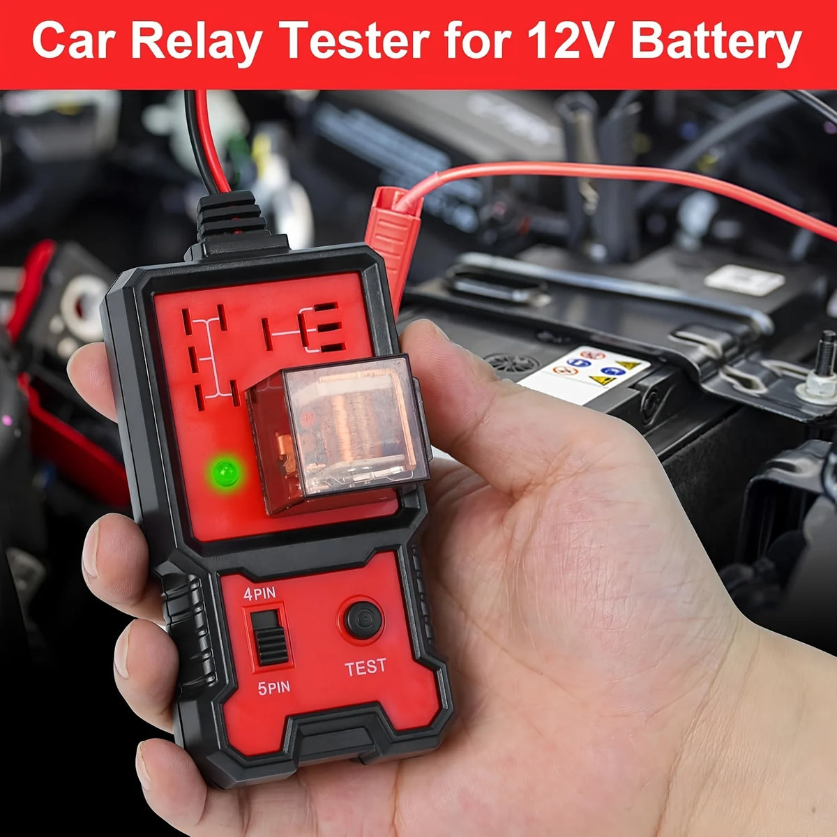 12V Relay Tester with Battery Clamp – 4-Pin/5-Pin Automotive Tool - image 7