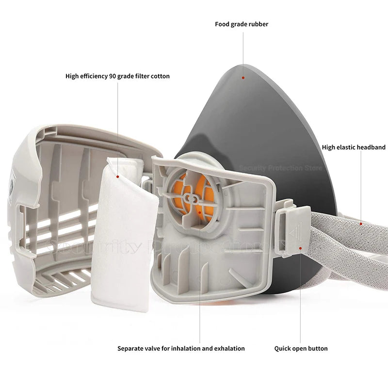 21-in-1 Half Face Dust Mask Respirator with Carbon Filter Cotton