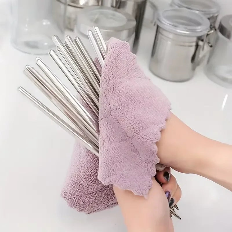 10pcs Soft Absorbent Cleaning Rags - Multi Household Wipes for Dishes & Bathroom, Quick-Drying Hand Towels Reusable Dishcloths.