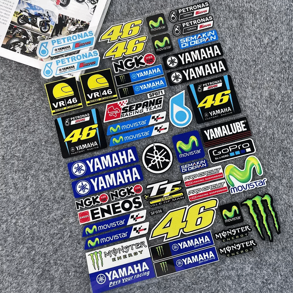 Reflective Racing-Style Motorcycle Sticker for Fuel Tank and Helmet