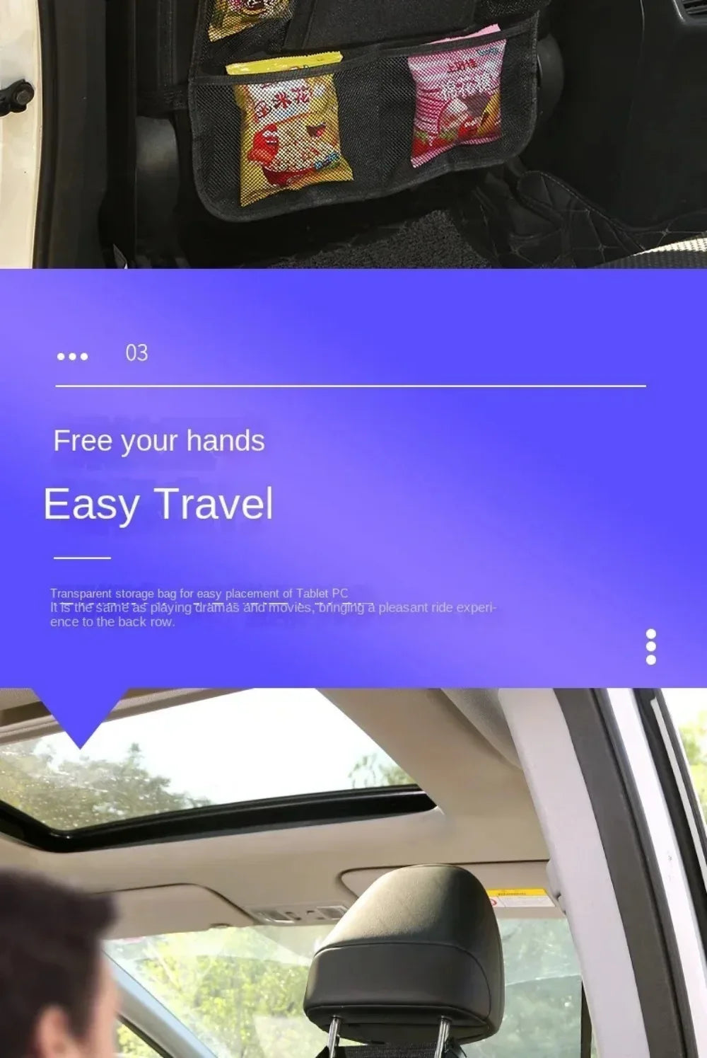 Car Backseat Organizer with Tablet Holder, 1 or 2 pcs