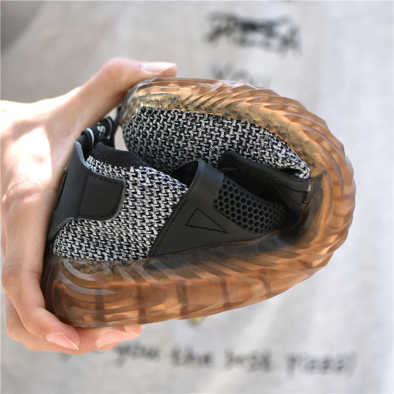 Steel Toe Work Boots for Men Breathable Safety Sneakers Construction Grade Anti-Puncture with Slip Resistant Rubber Sole Shoes