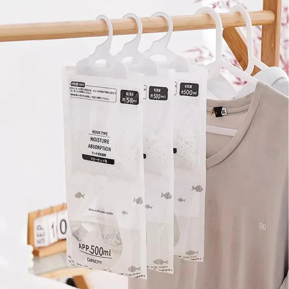 Hanging dehumidifier bag, 500ml moisture absorber for closets and cabinets
