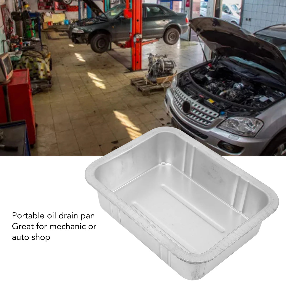 Automotive Drain Pan Oil Drain Pan Leak  Portable Universal Metal Construction Automotive Oil Change Container Oil Drain Pan