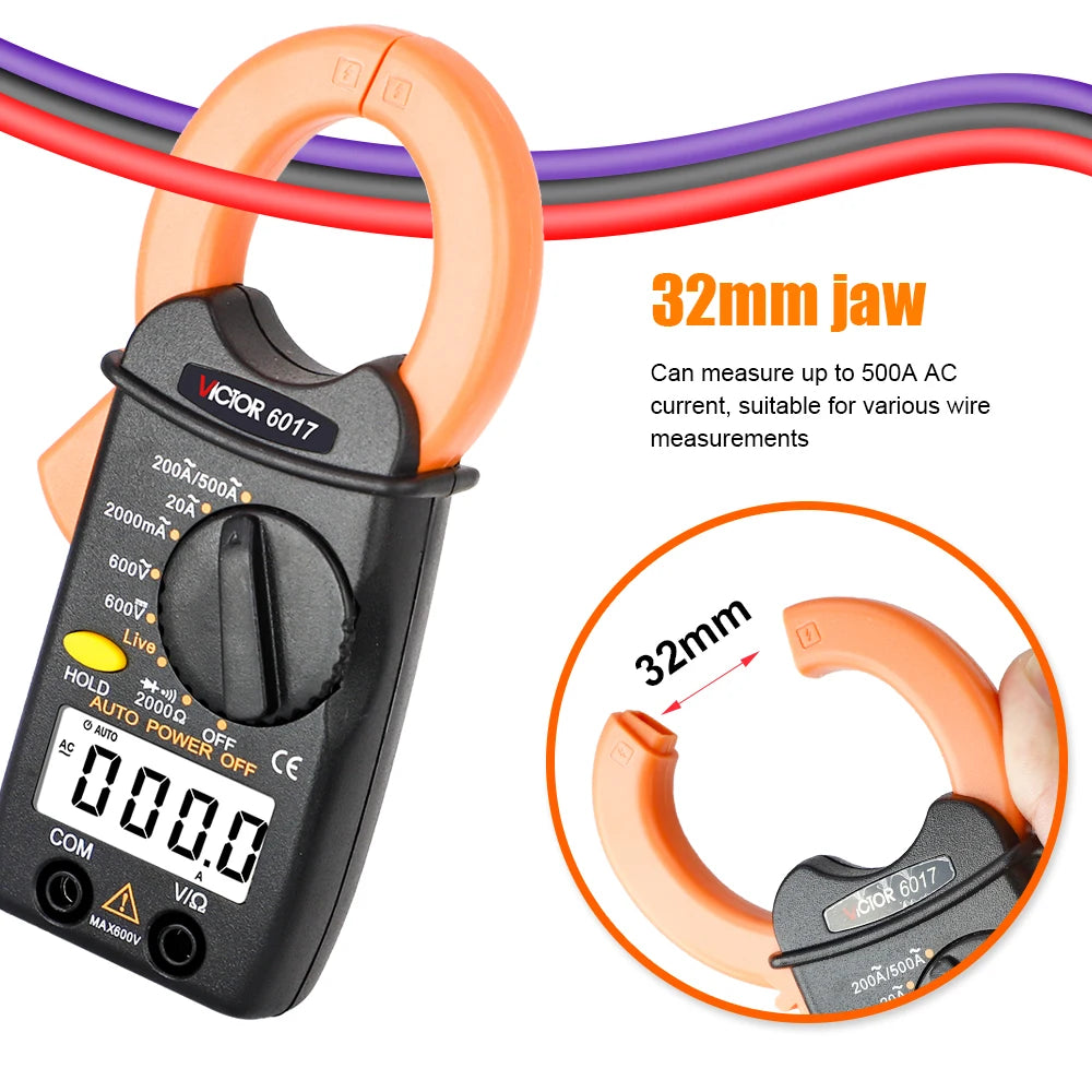 Mini Clamp Meter 2000Counts 600V AC DC Voltage Current Digital Multimeter 500A Amperimetric Amp Clamp Electric multimetro Tester