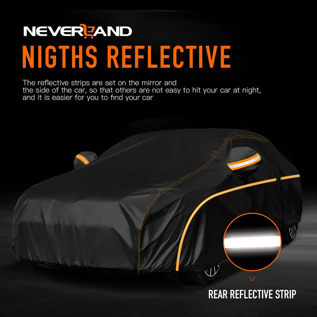 Black Sedan Car Cover with Wheel Straps, XL and XXL