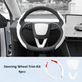 Matte White Steering Wheel Trim for Tesla Model Y and Model 3