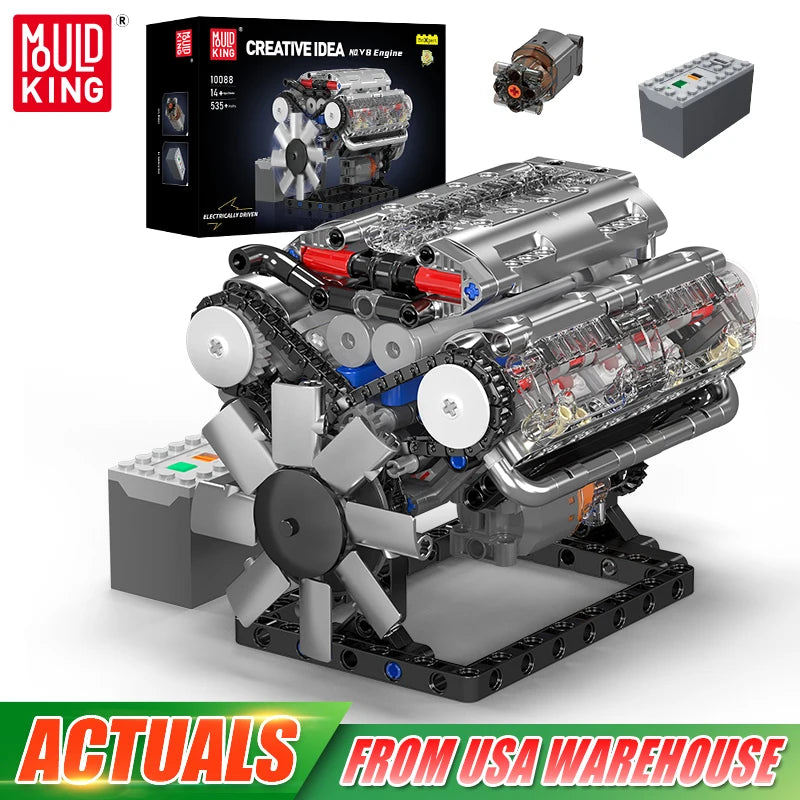V8 Engine Building Block Model Kit, 500+ Pieces for Ages 8 and Up