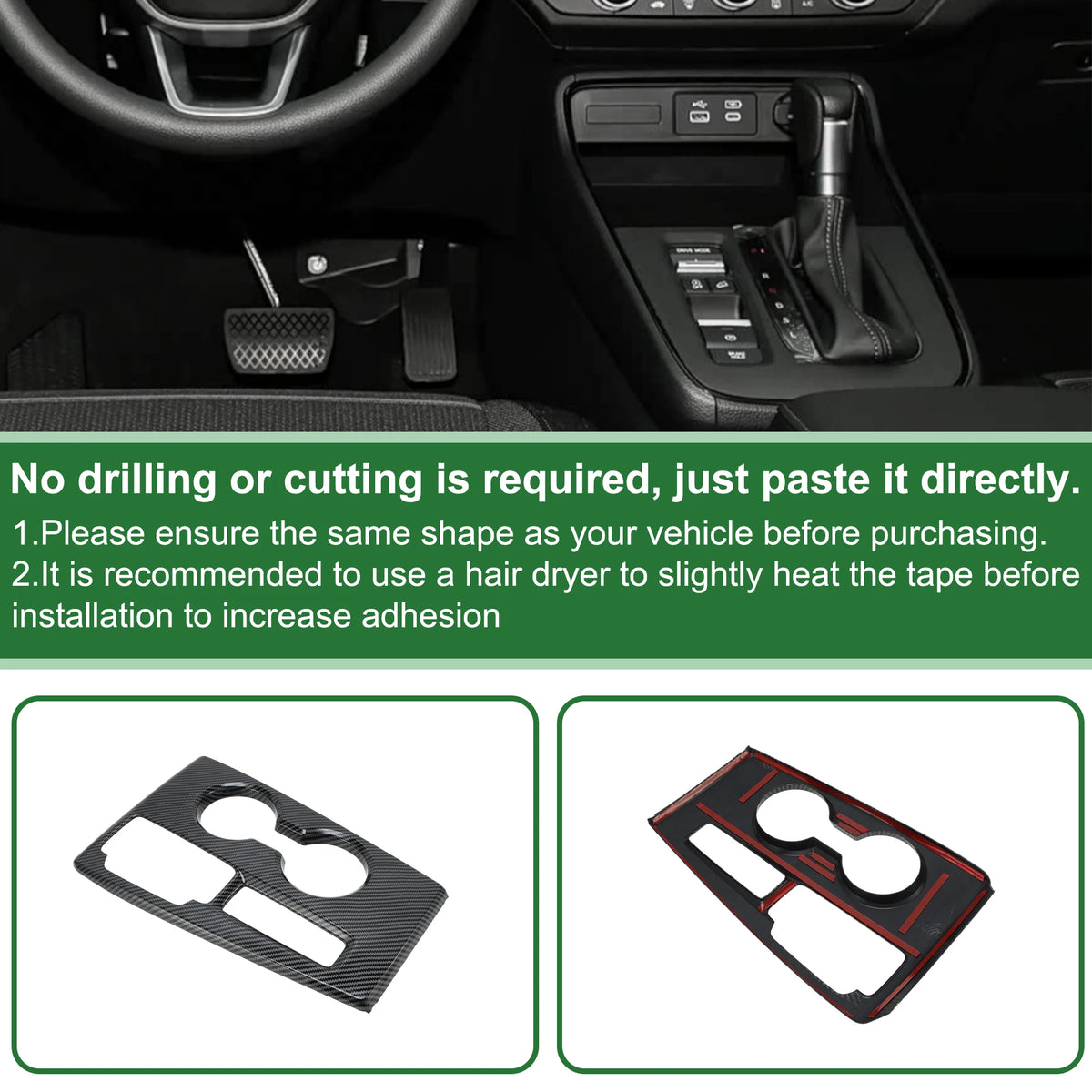 UXCELL Central Control Gear Shift Panel Trim Cover for Honda Civic 11th Gen 2022-2025