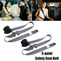 Retractable 3-Point Seat Belt Kit for Sedan, Truck & Van (Grey)