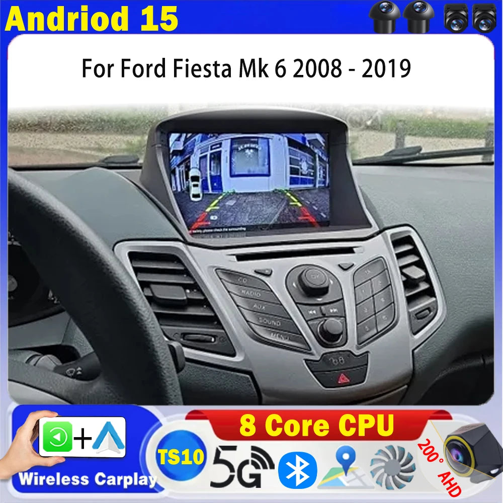 Ford Fiesta Mk6 9 Inch Android 16 CarPlay GPS Head Unit