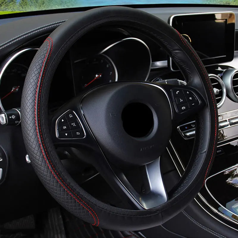 Universal Non-Slip Embossed Steering Wheel Cover, 37-38cm