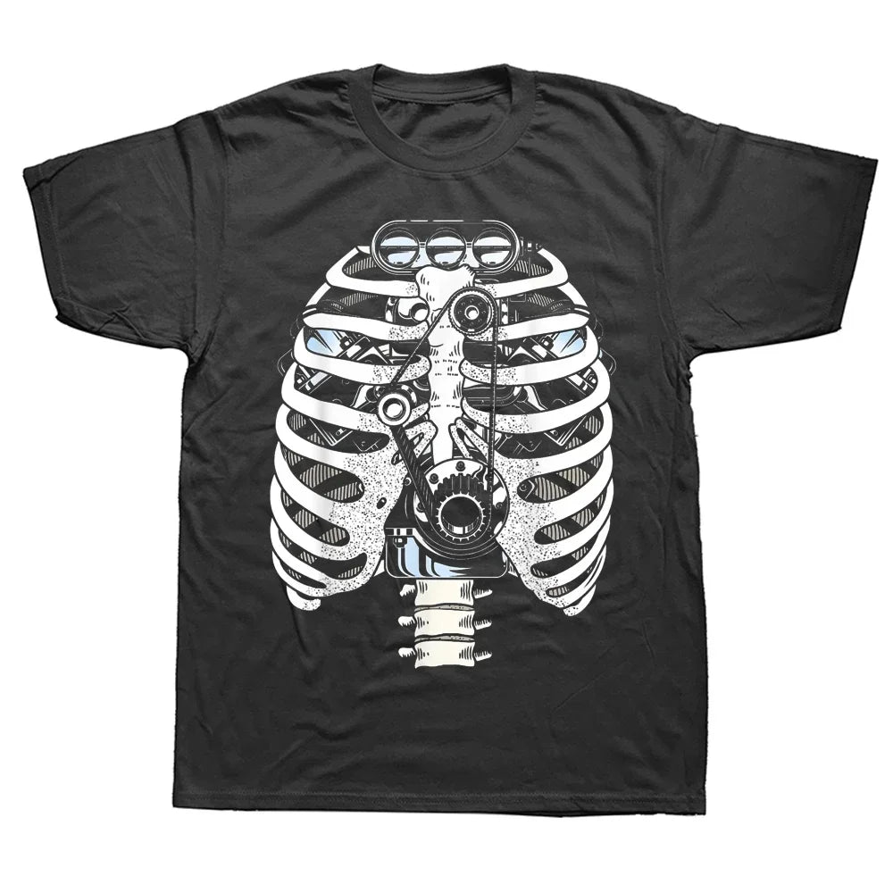 Funny Mechanic Car Engineer Skeleton T Shirts Graphic Cotton Streetwear Short Sleeve Birthday Gifts Summer Style T-shirt Men
