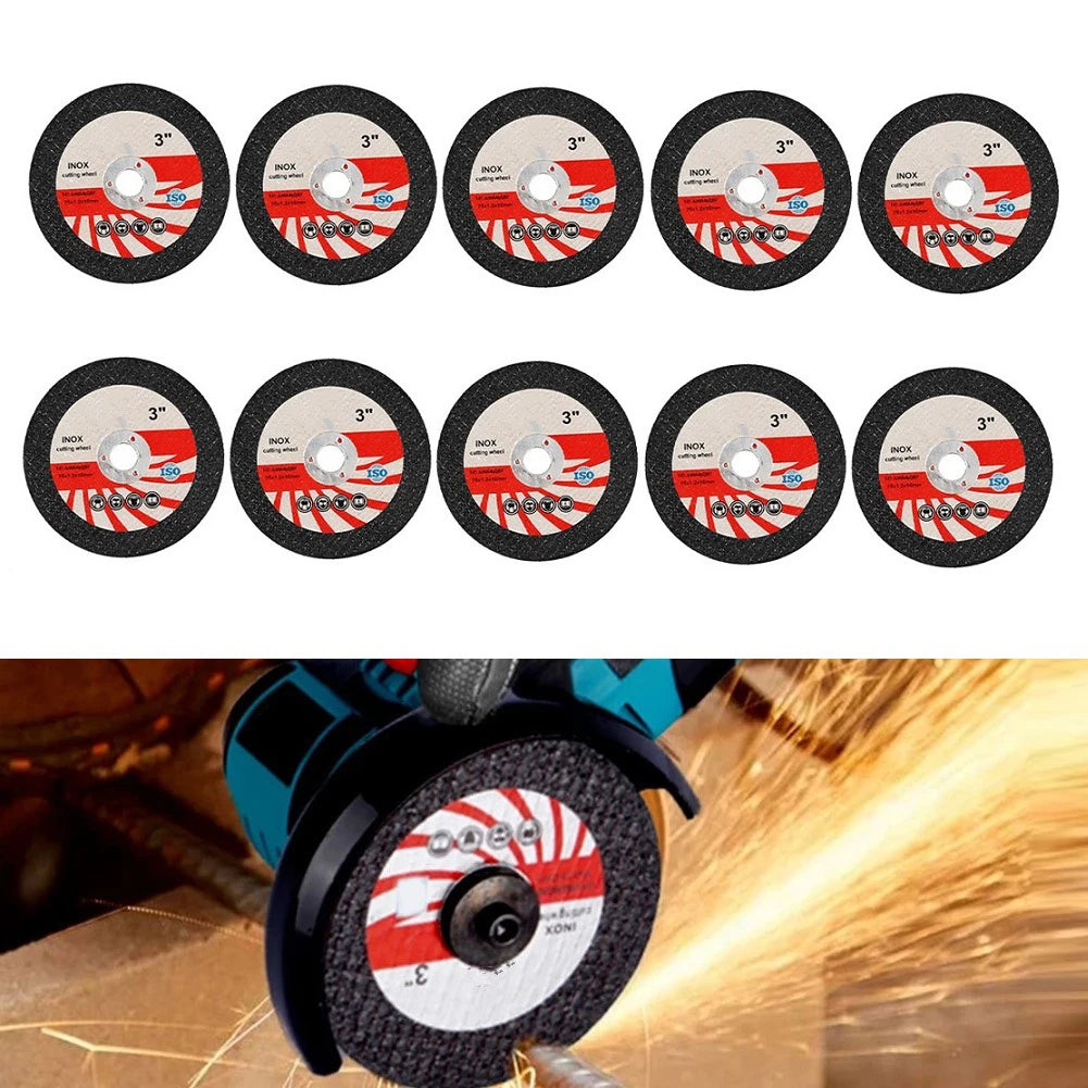10-Pack 3-Inch Cutting Discs For Angle Grinder, 75mm X 1.2mm X 10mm Resin Fiber Wheels For Metal Steel Stainless Iron