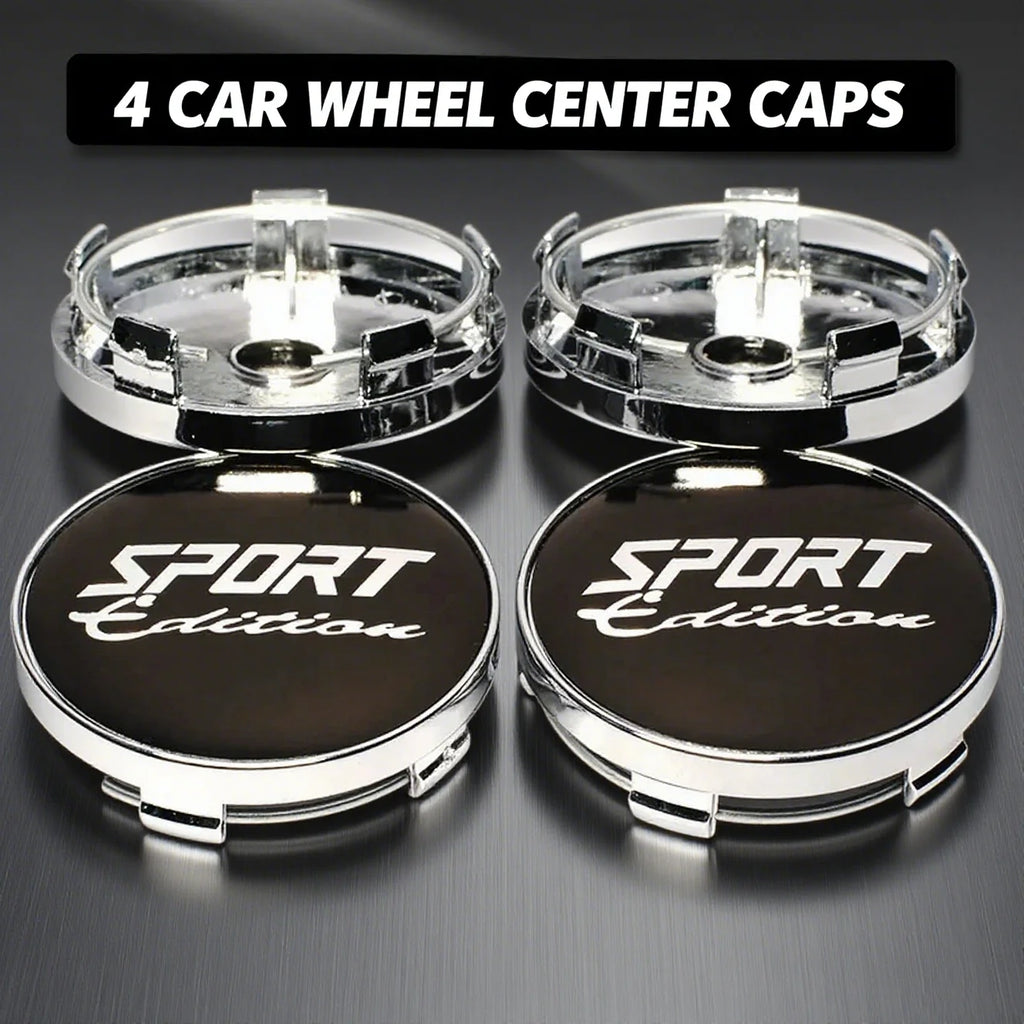Sports Badge Wheel Center Caps, 56/60mm Universal 4-Pack