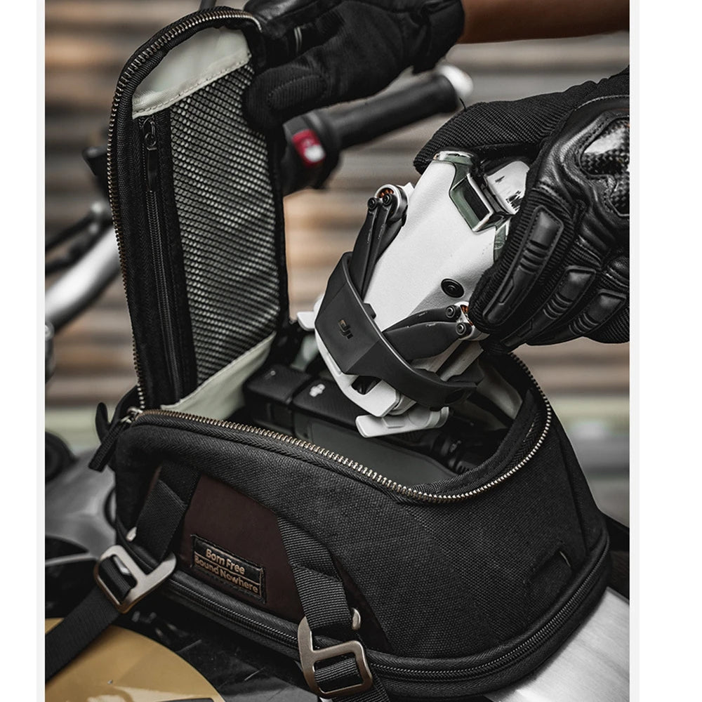 Magnetic Motorcycle Tank Bag Expandable Waterproof Retro Leather Motorbike Fuel Tank Pack Touring Travel