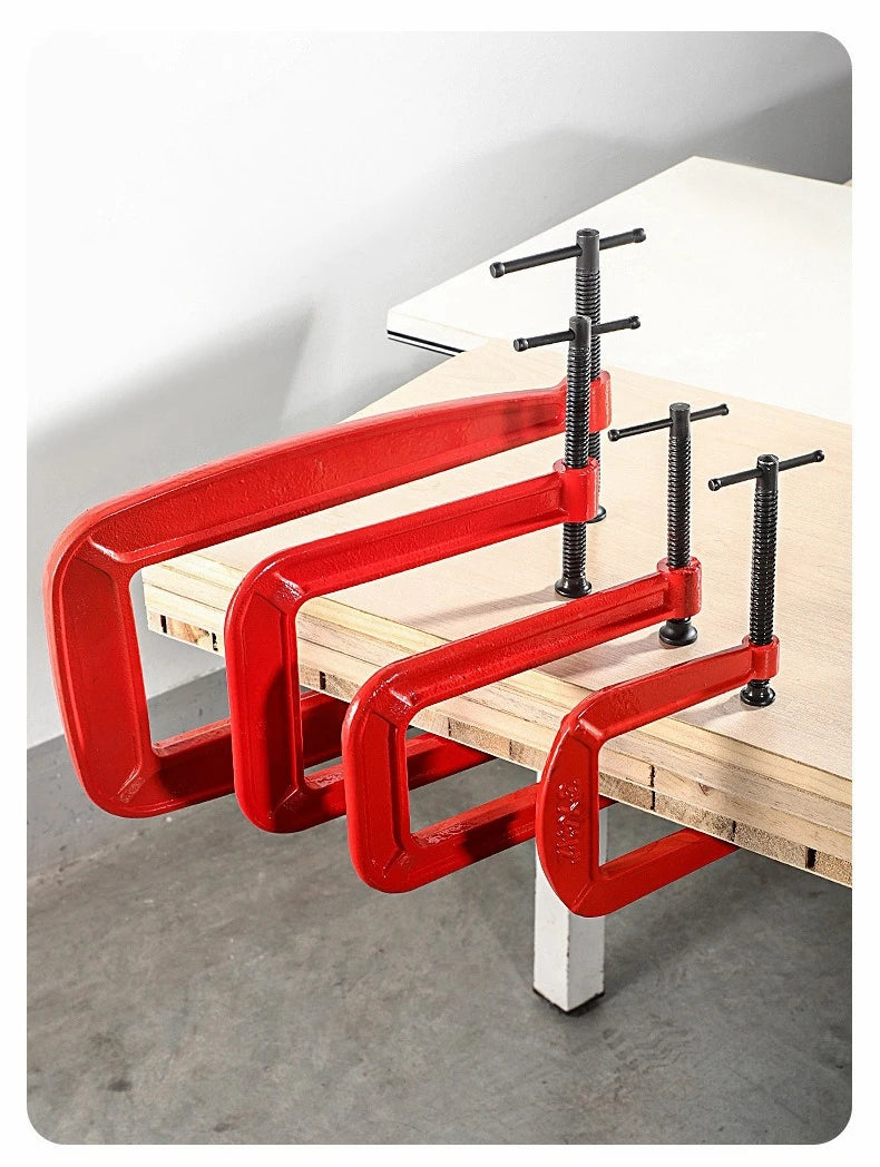 4 Inch Deep Reach C-Clamp Set, Heavy Duty Steel for Woodworking and Welding