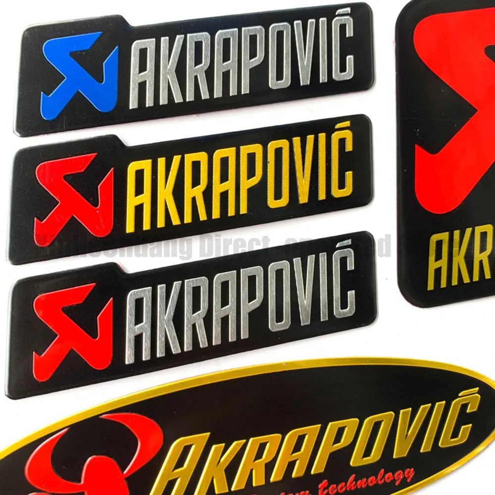 Metal Motorcycle Exhaust Pipe Label Sticker with Lettering Design