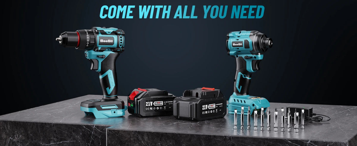 SEESII 21V Brushless Cordless Drill & Impact Driver Kit (2x4.0Ah) - image 18