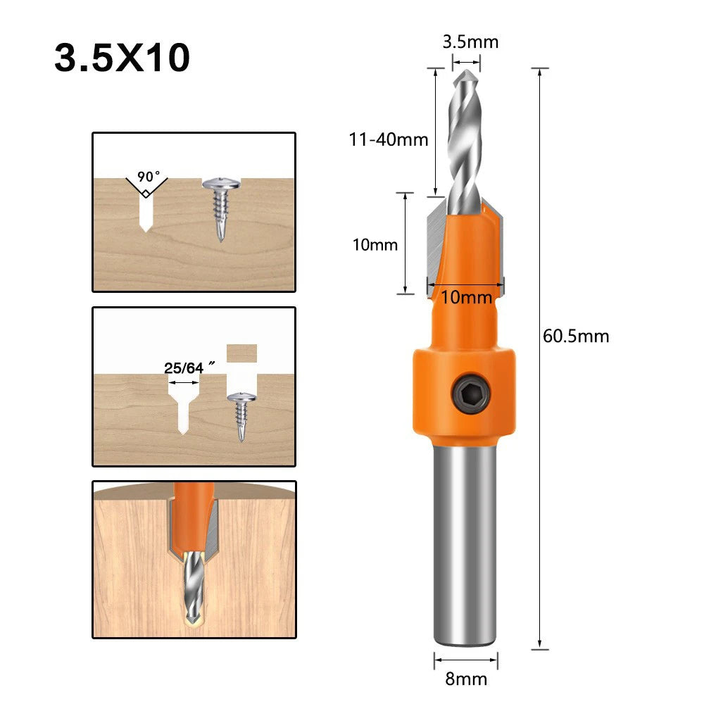 HSS Countersink Router Bit with 8mm Shank for Woodworking