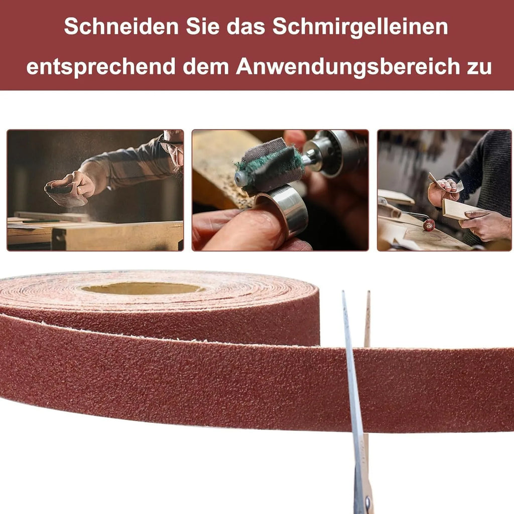 1inch Emery Cloth Rolls, Continuous Sandpaper (2m / 5m) Suitable for Wood Sanding, Metal Polishing, Car Detailing
