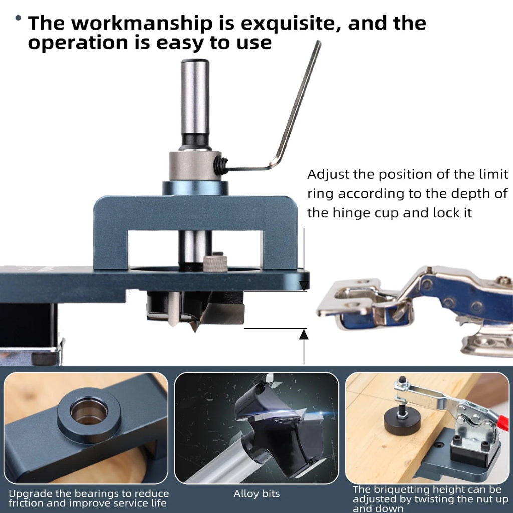 35mm Hinge Drilling Jig with Forstner Bit for Woodworking - image 11