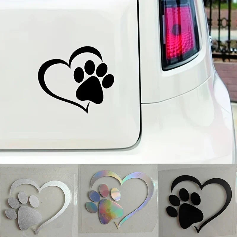 Heart Paw Print Pet Vinyl Decal for Car Window and Bumper