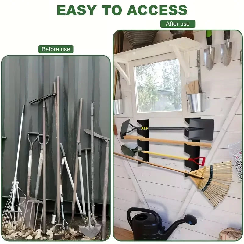 Garage Tool Organizer Wall Mount, Shed Yard Organization Racks for Walls, Horizontal Tool Racks, Shovels and Rakes, 4Floors