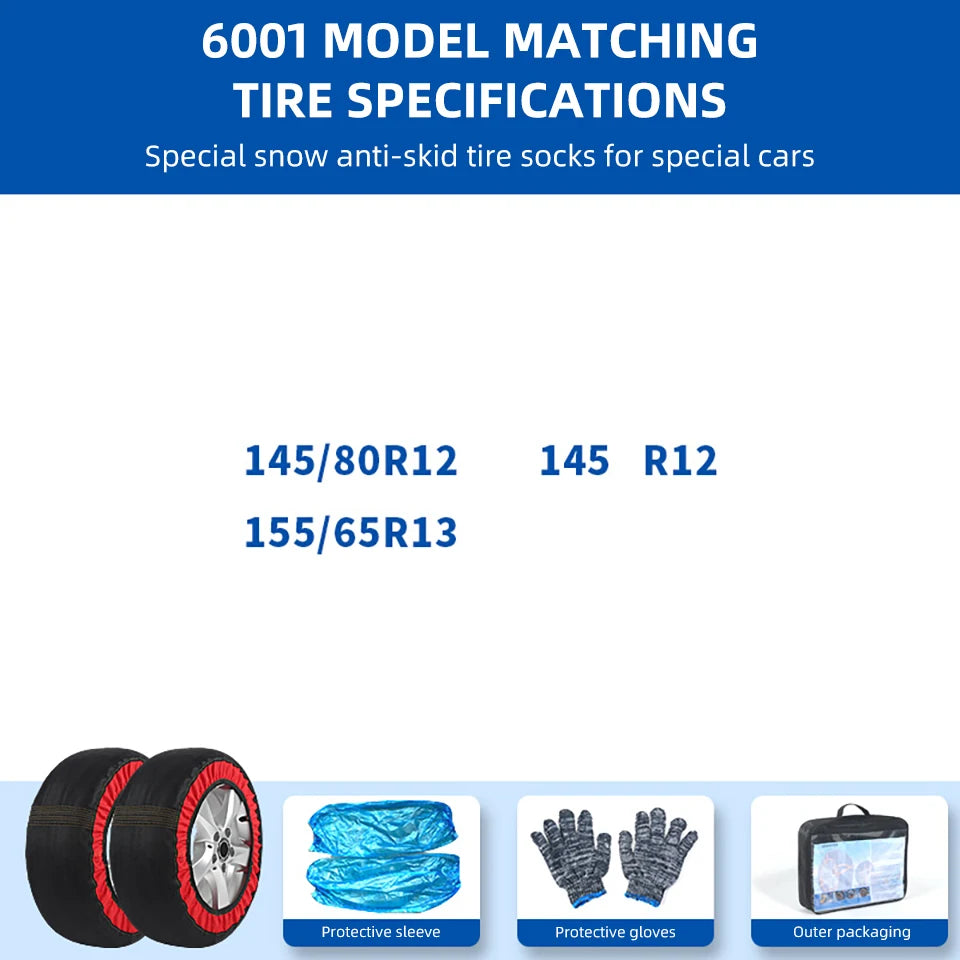 Emergency Anti-Skid Snow Tire Socks for Cars & SUVs