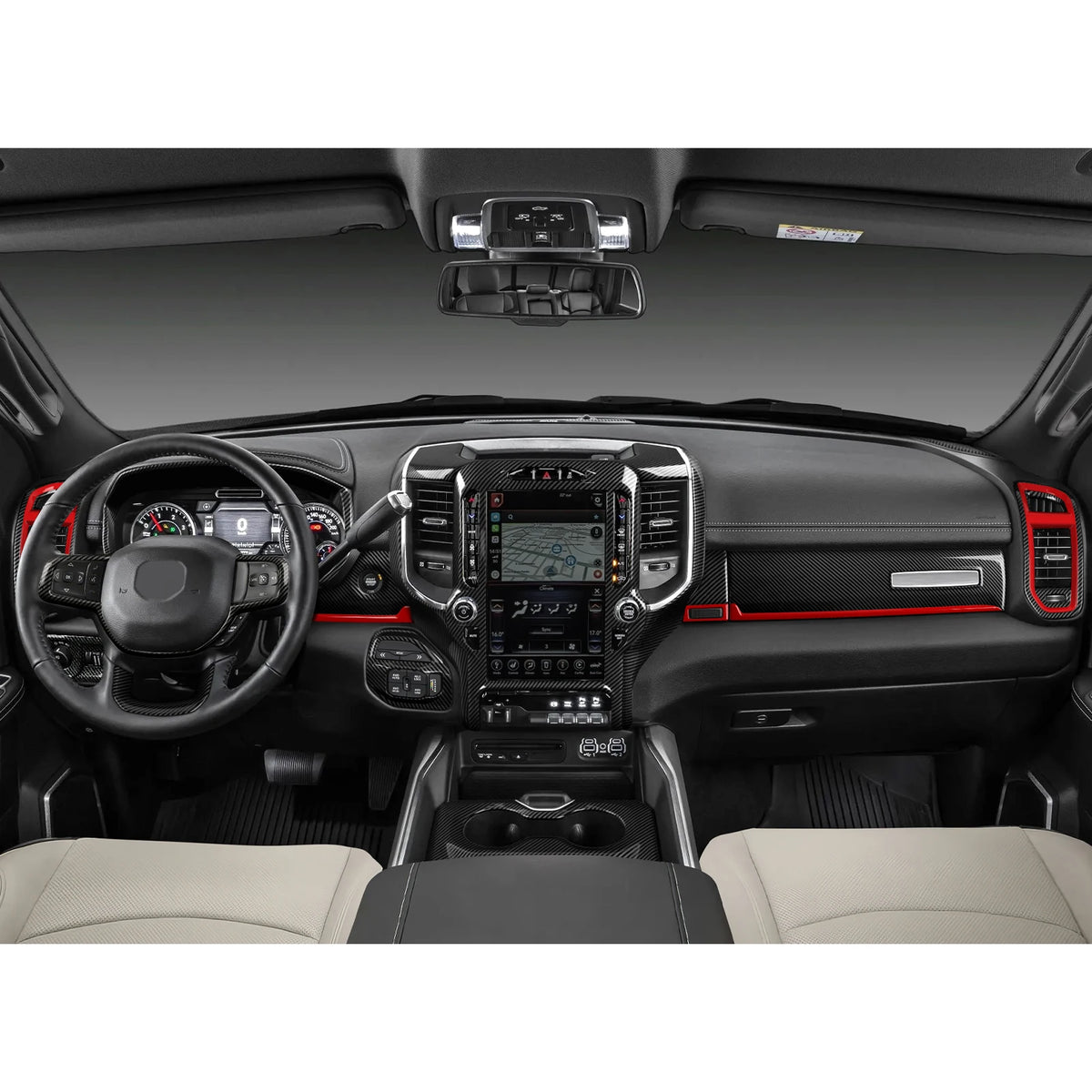 Carbon Fiber Gear Shift Panel Cover for Dodge RAM 2019-2026 - image 4