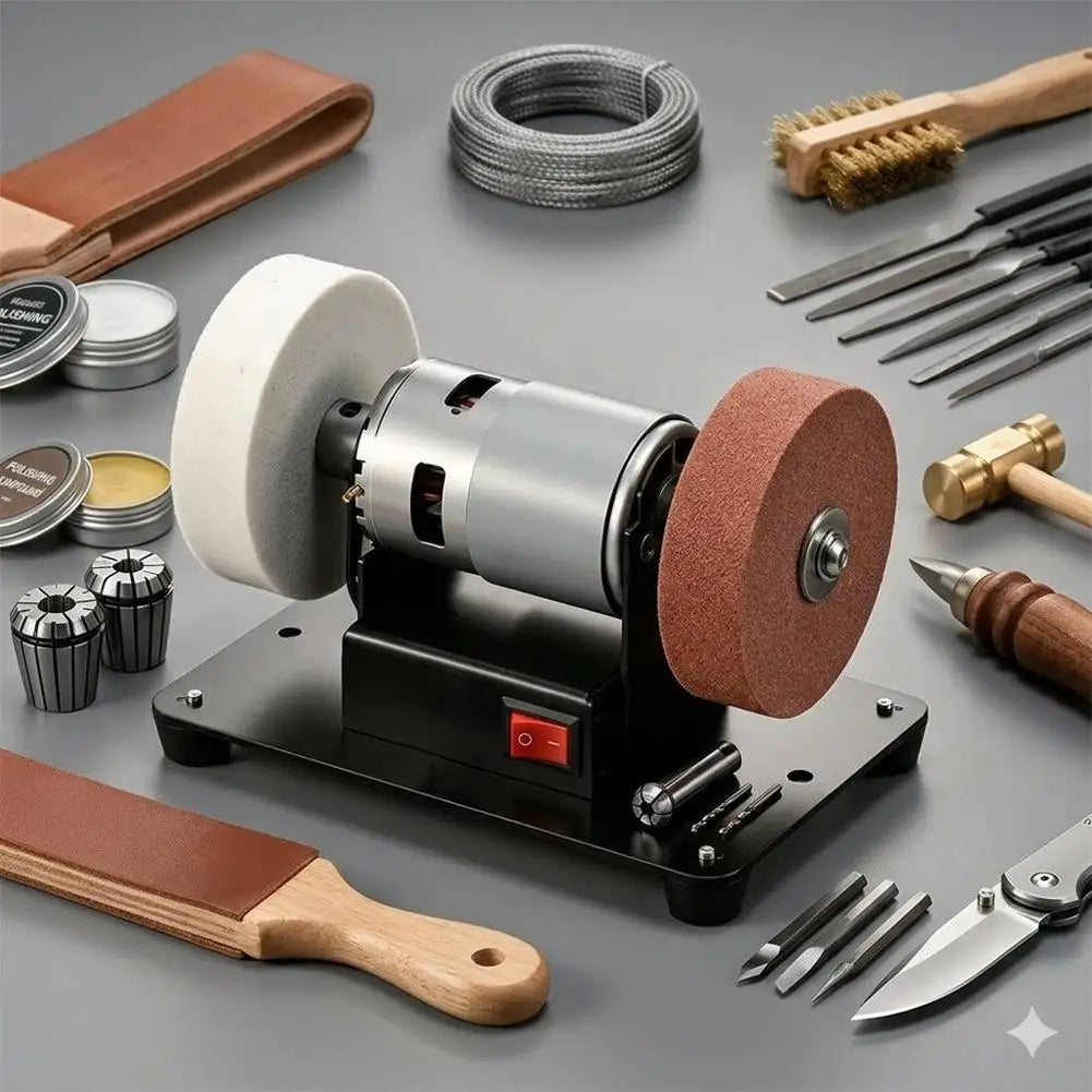 Electric Small Sander with 2 Wheels Electric Bench Grinder Sanding Machine Adjustable Speed for Metal/Jewelry/Knives/Wood
