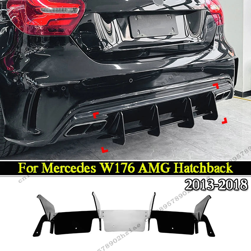 Rear Bumper Lip Diffuser For Mercedes-Benz A Class W176 A160 A180 A200 A250 A260 A45 AMG 2013-2018 Hatchback Air Splitter Tuning