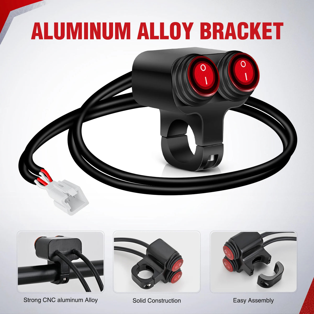Nilight Dual Push-Button Handlebar Switch, 12V Waterproof - image 7