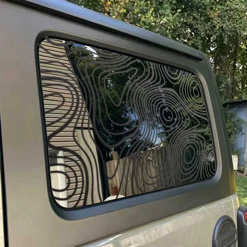 Topographic Map Reflective Car Window Sticker Pair, 85x45 cm