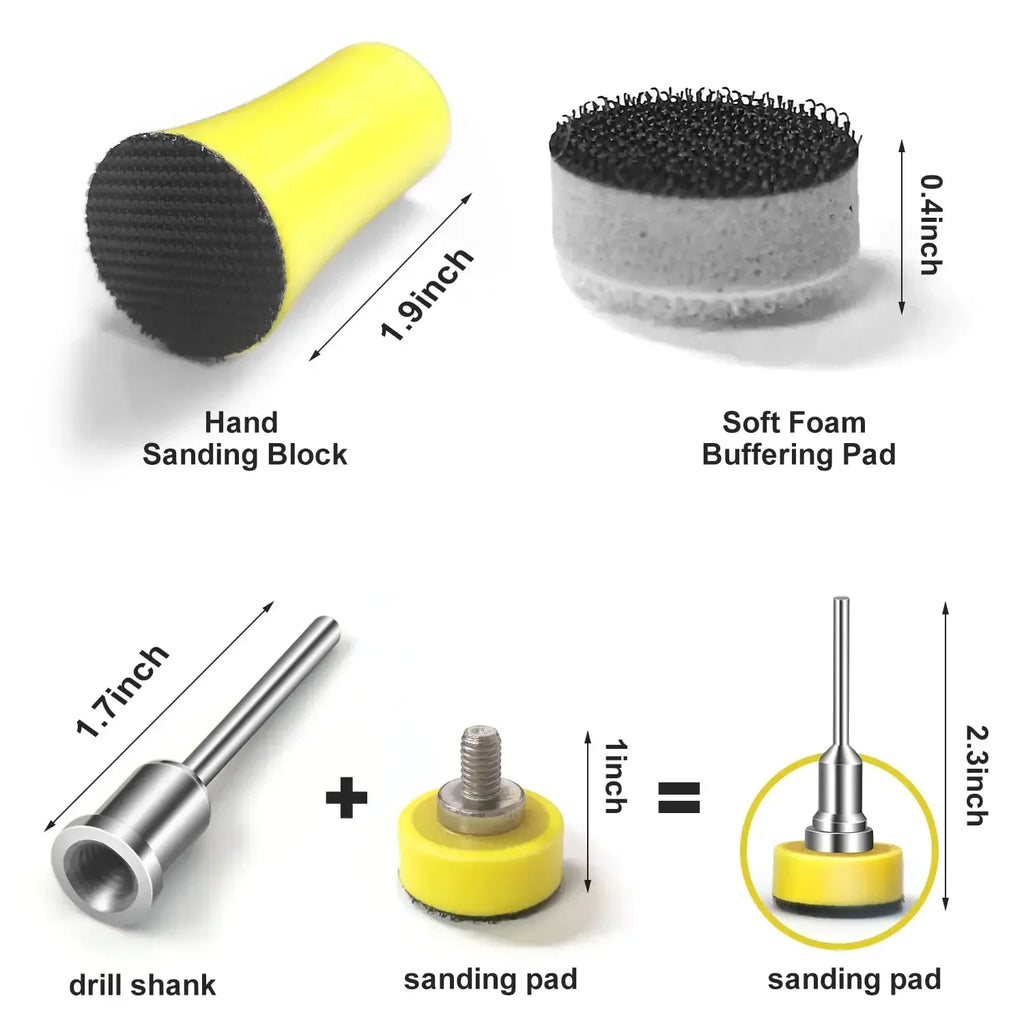 Sanding Discs 1 Inch 120 PCS Wet/Dry Sandpaper Hook and Loop 60-10000 Grits Polishing Pad, Compatible with Rotary Tools