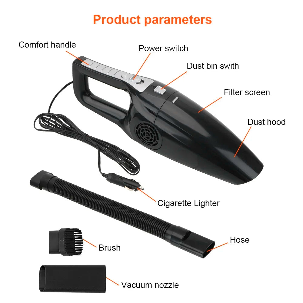 Car Vacuum Cleaner Portable Wet and Dry Dual-Use Handheld Mini High Suction 12V 120W