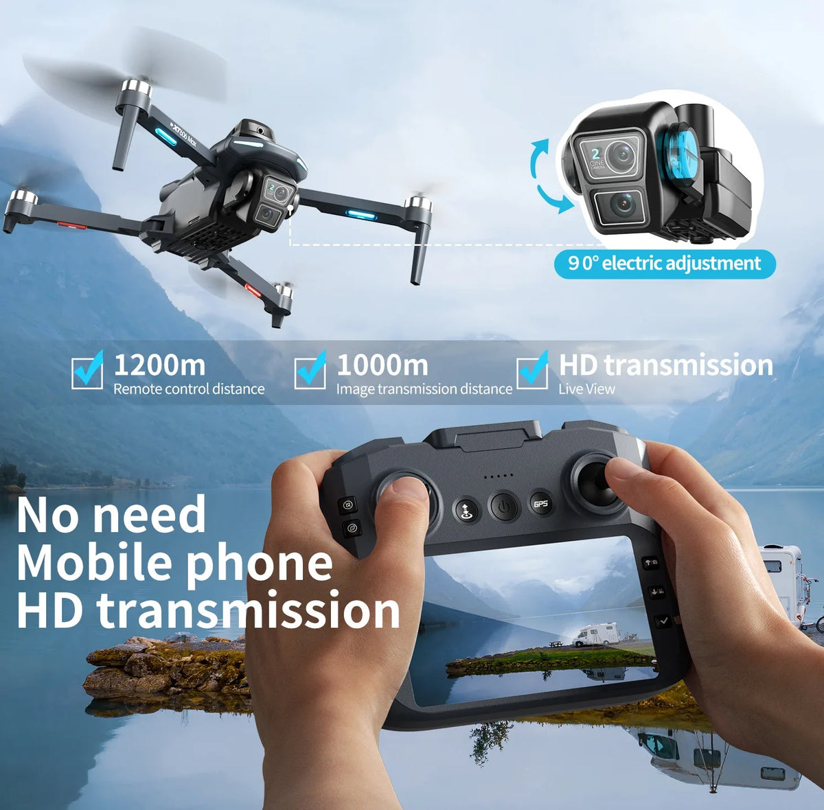 Lenovo XT606 4K GPS Drone Dual Camera 3-Axis Gimbal Brushless - image 9