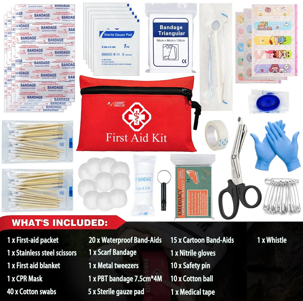 110-Piece Waterproof First Aid Kit for Home, Car & Travel