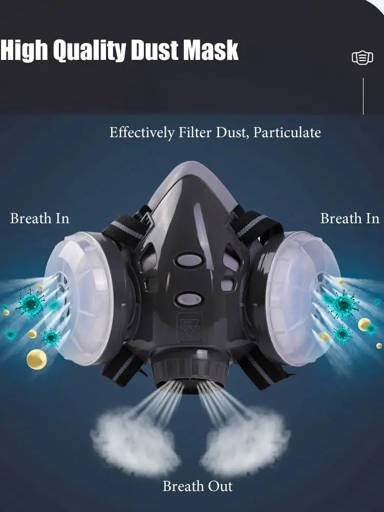 Reusable Half Face Respirator, Dual Filter Dust-Proof Mask for Carpenters