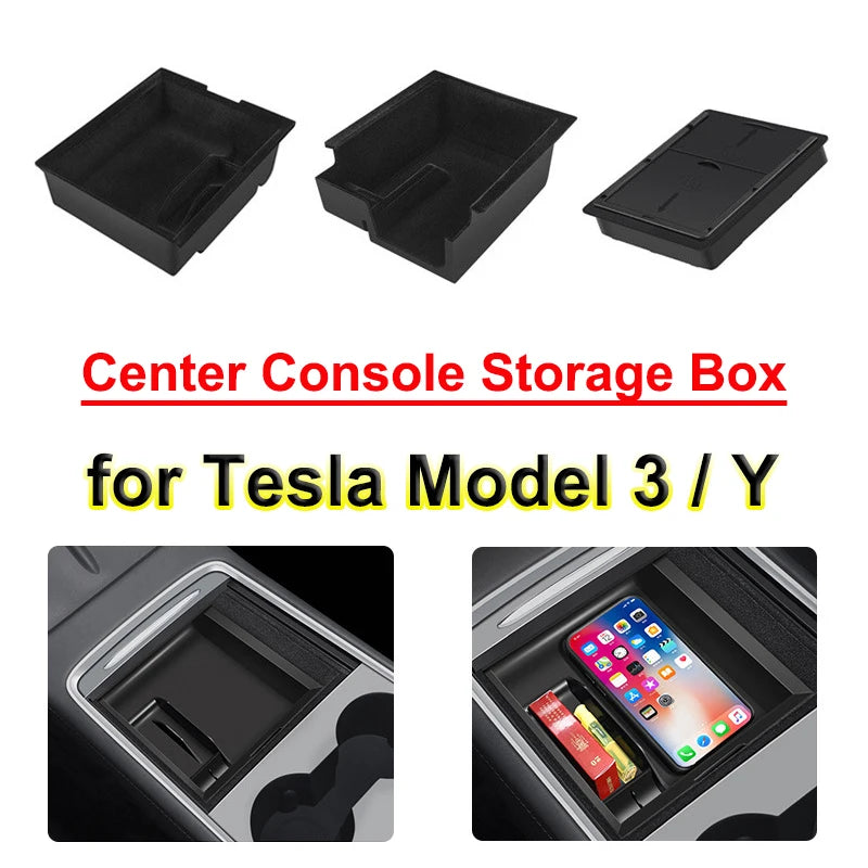 Center Console Trays, Armrest Box and Cup Holder for Tesla Model 3 and Model Y